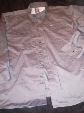 Wrangler 3XL Gray Button down snap Shirt Smart Casual L/S Essential Outdoor